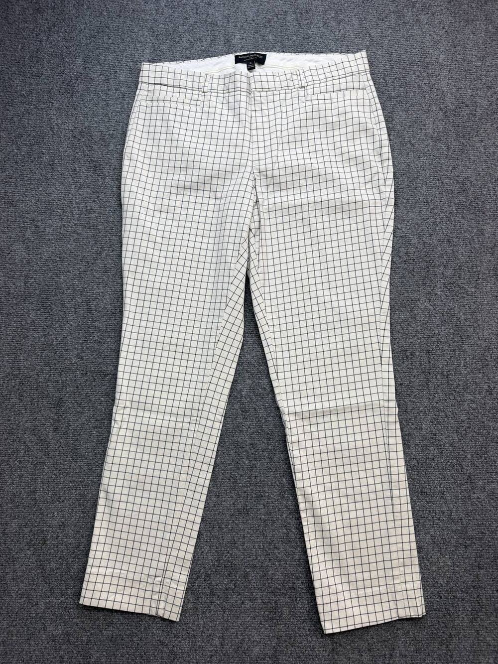 Banana Republic Sloan Curvy Fit Women’s 8 White Windowpane Stretch Pants